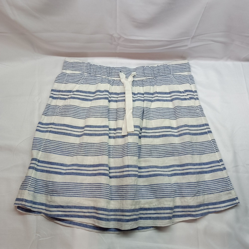 J. Crew Boardwalk Skirt Womens 4 Nautical Striped Linen A-Line Pockets Beach